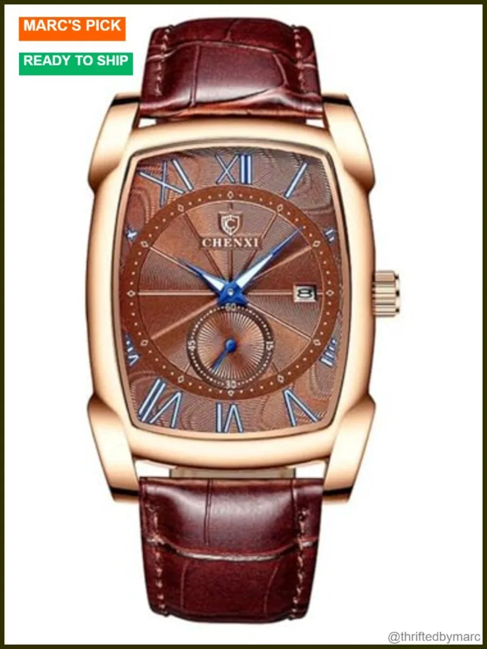 Vintage Square Leather Strap Wrist Watch Quartz Luminous Roman Numerals Business